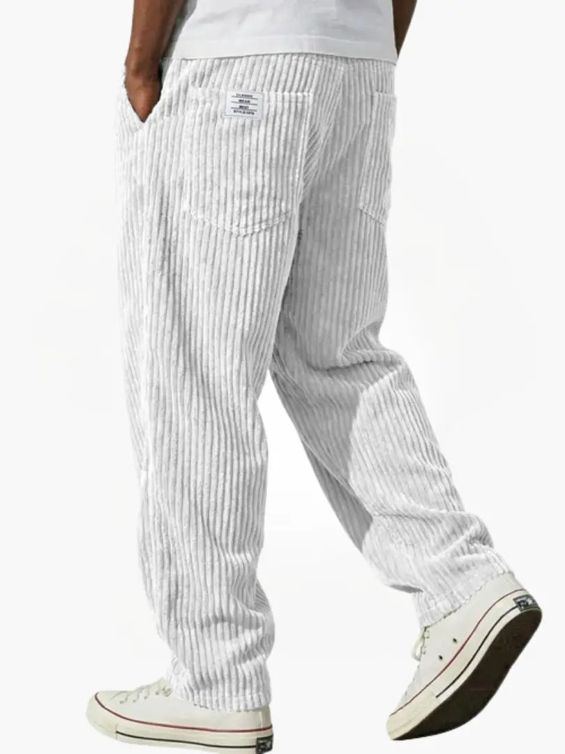 Heren Ribbroek met Elastische Tailleband en Steekzakken Wit