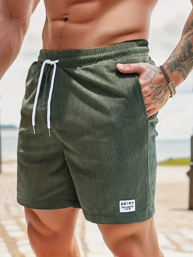 Heren Shorts met Elastische Taille, Trekkoord en Zijzakken Groen