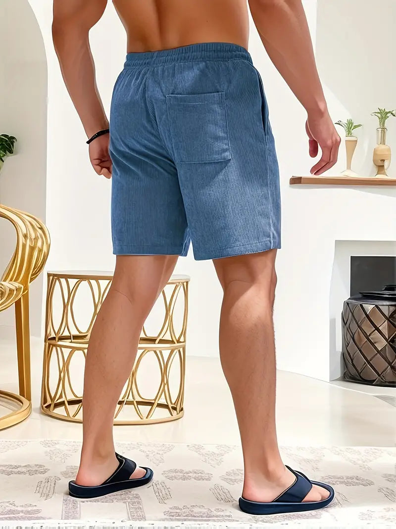 Heren Shorts met Elastische Taille, Trekkoord en Zijzakken
