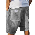 Heren Shorts met Ribbeltextuur en Opgestikte Zakken Grijs