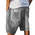 Heren Shorts met Ribbeltextuur en Opgestikte Zakken Grijs