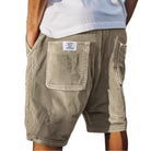 Heren Shorts met Ribbeltextuur en Opgestikte Zakken Khaki