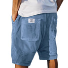 Heren Shorts met Ribbeltextuur en Opgestikte Zakken Blauw