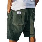 Heren Shorts met Ribbeltextuur en Opgestikte Zakken Donkergroen