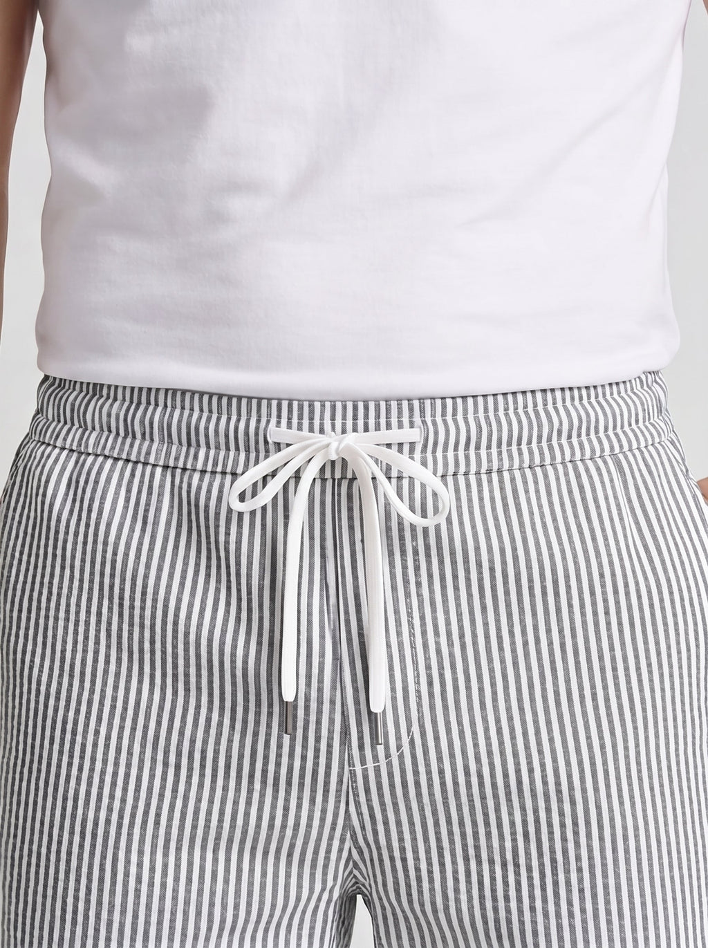 Pantaloncini casual da uomo a righe con vita regolabile con coulisse