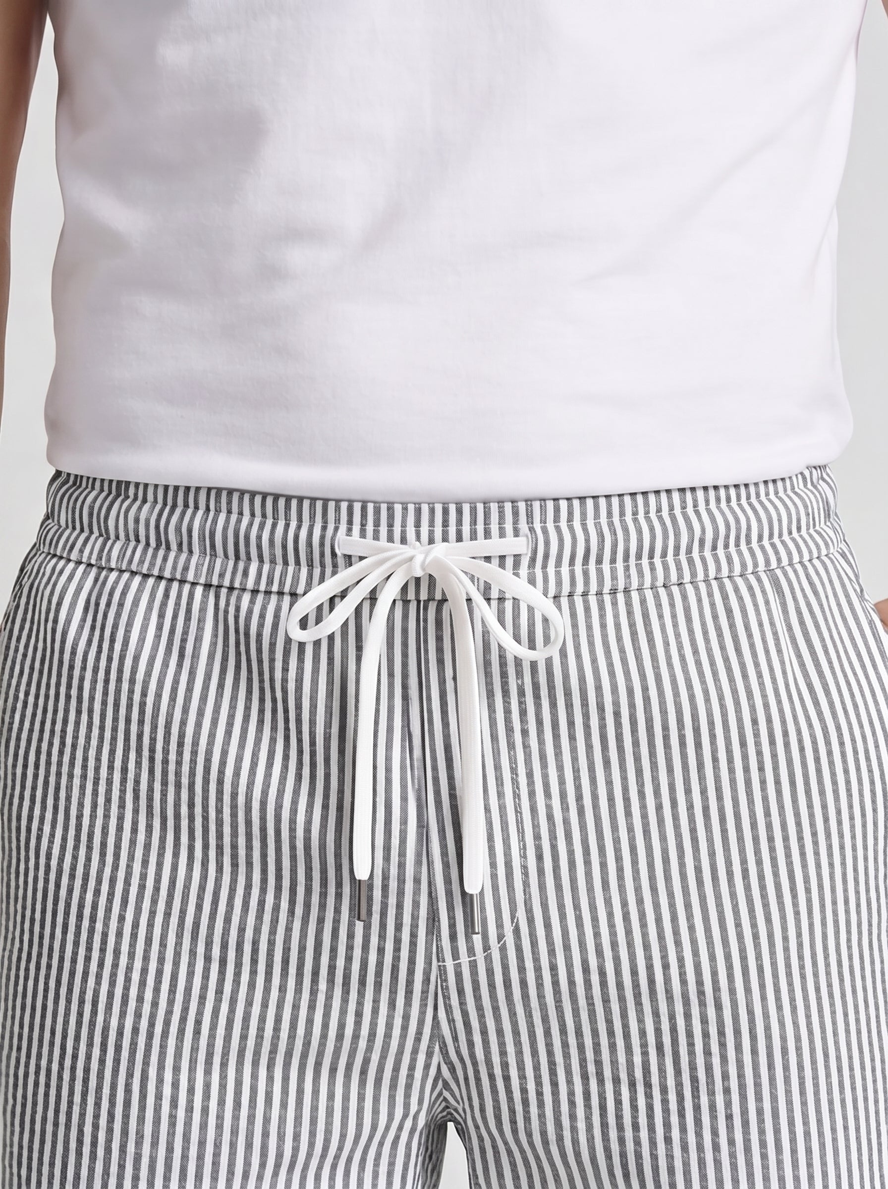 Pantaloncini casual da uomo a righe con vita regolabile con coulisse