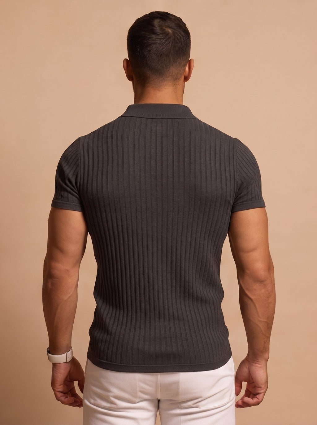 Men's Slim Fit Ribbed Polo Shirt