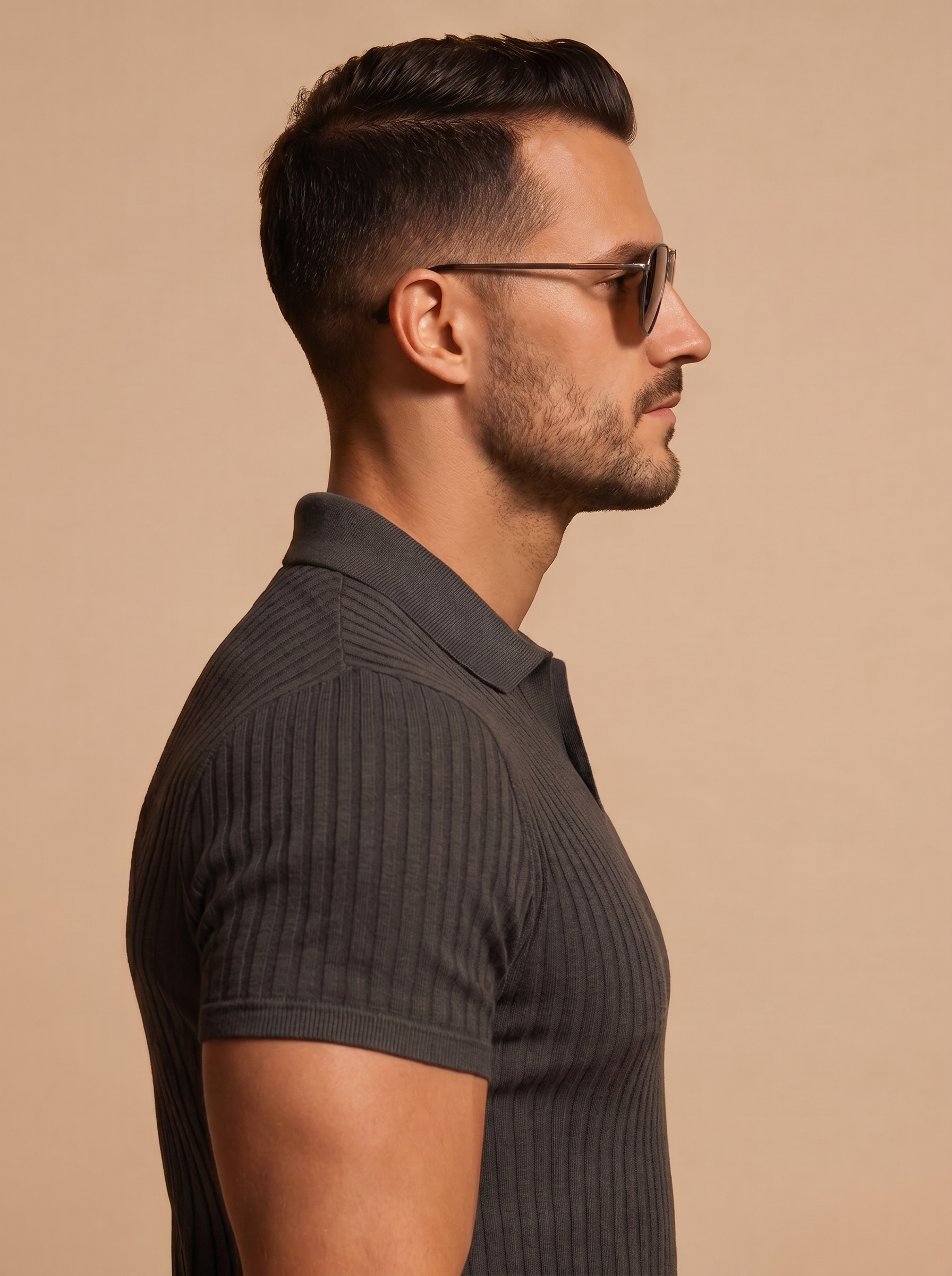 Men's Slim Fit Ribbed Polo Shirt