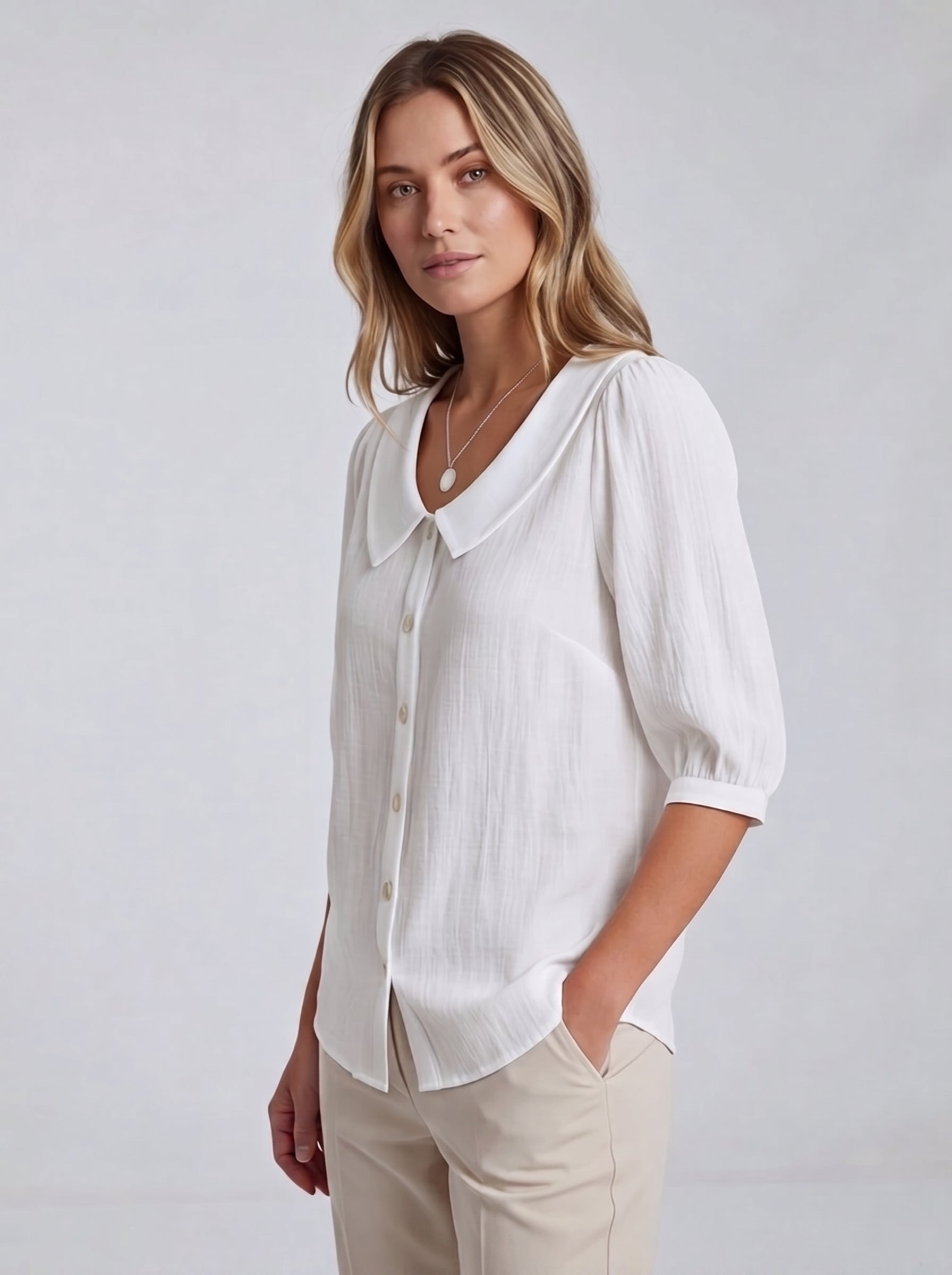 Blusa casual da donna, manica corta e ampia