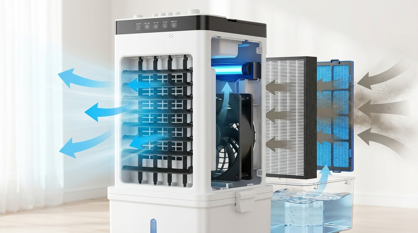 3-in-1 Ventless Portable Air Conditioner – Portable Air Cooler with Remote Control