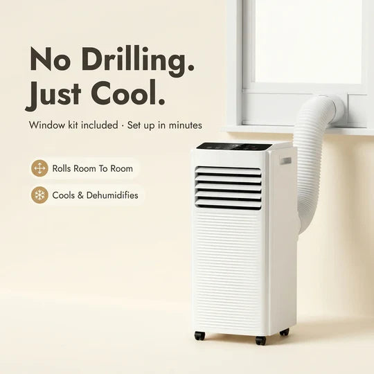 9,000 BTU Air Conditioner – Portable Air Conditioner and Dehumidifier with Window Kit, No Drilling Required