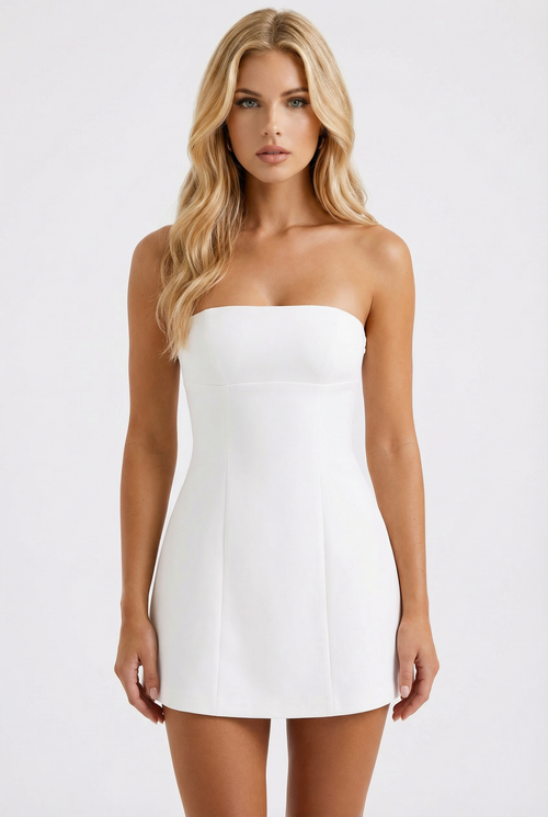 Carly Strapless Mini Dress - White