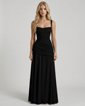 Charlotte Ruched Maxi Dress - Black