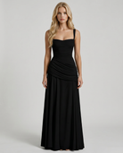 Charlotte Ruched Maxi Dress - Black