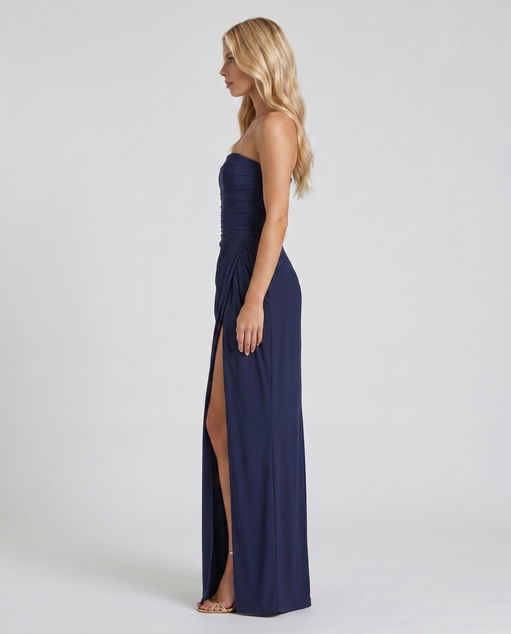 Cyrana Ruched Maxi Dress - Navy