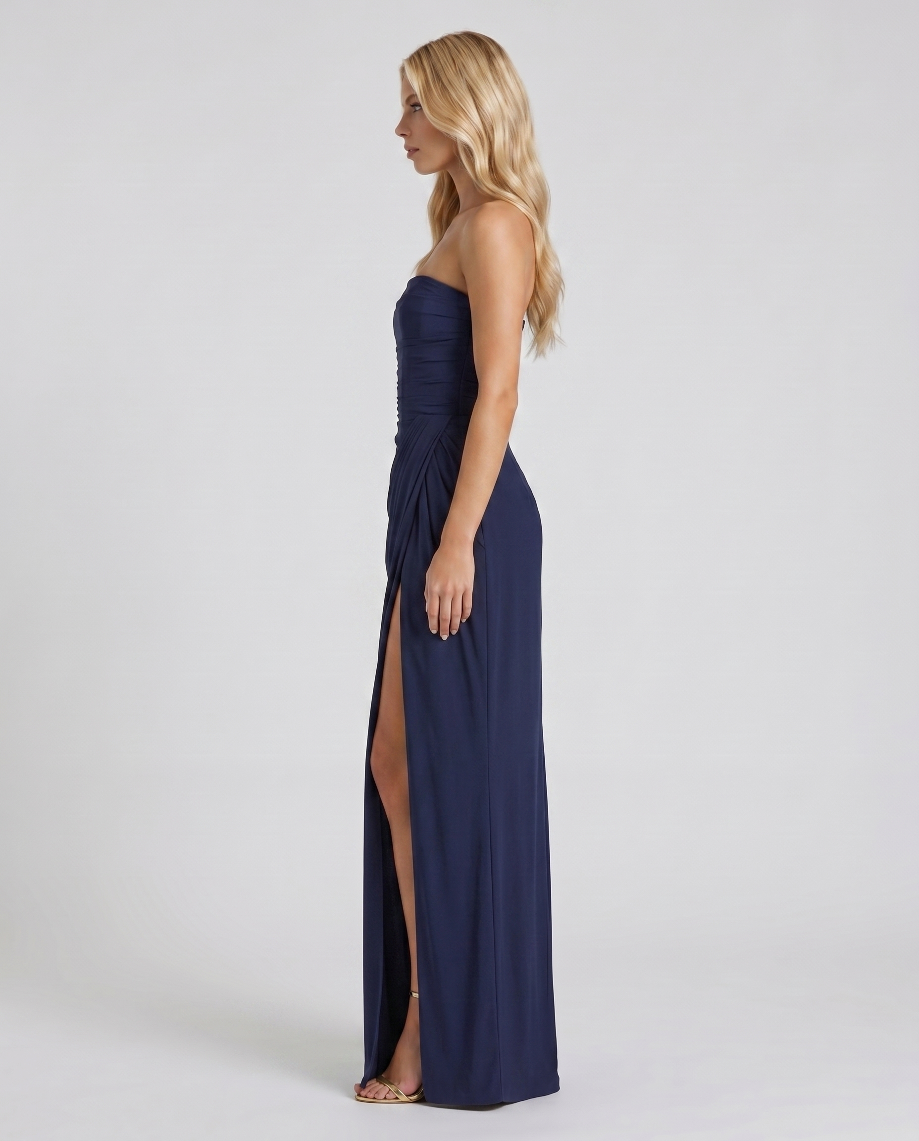 Cyrana Ruched Maxi Dress - Navy