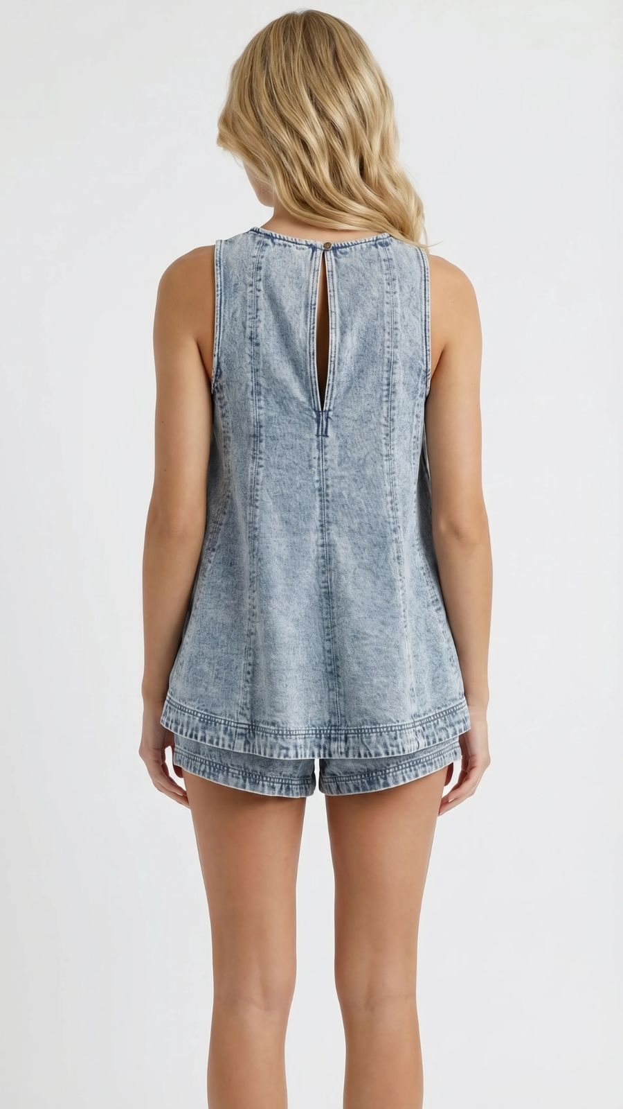 Josie Sleeveless Denim Top and Shorts Set