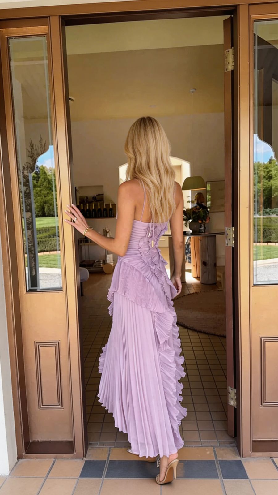 Nathalie Ruffle Maxi Dress - Lavender