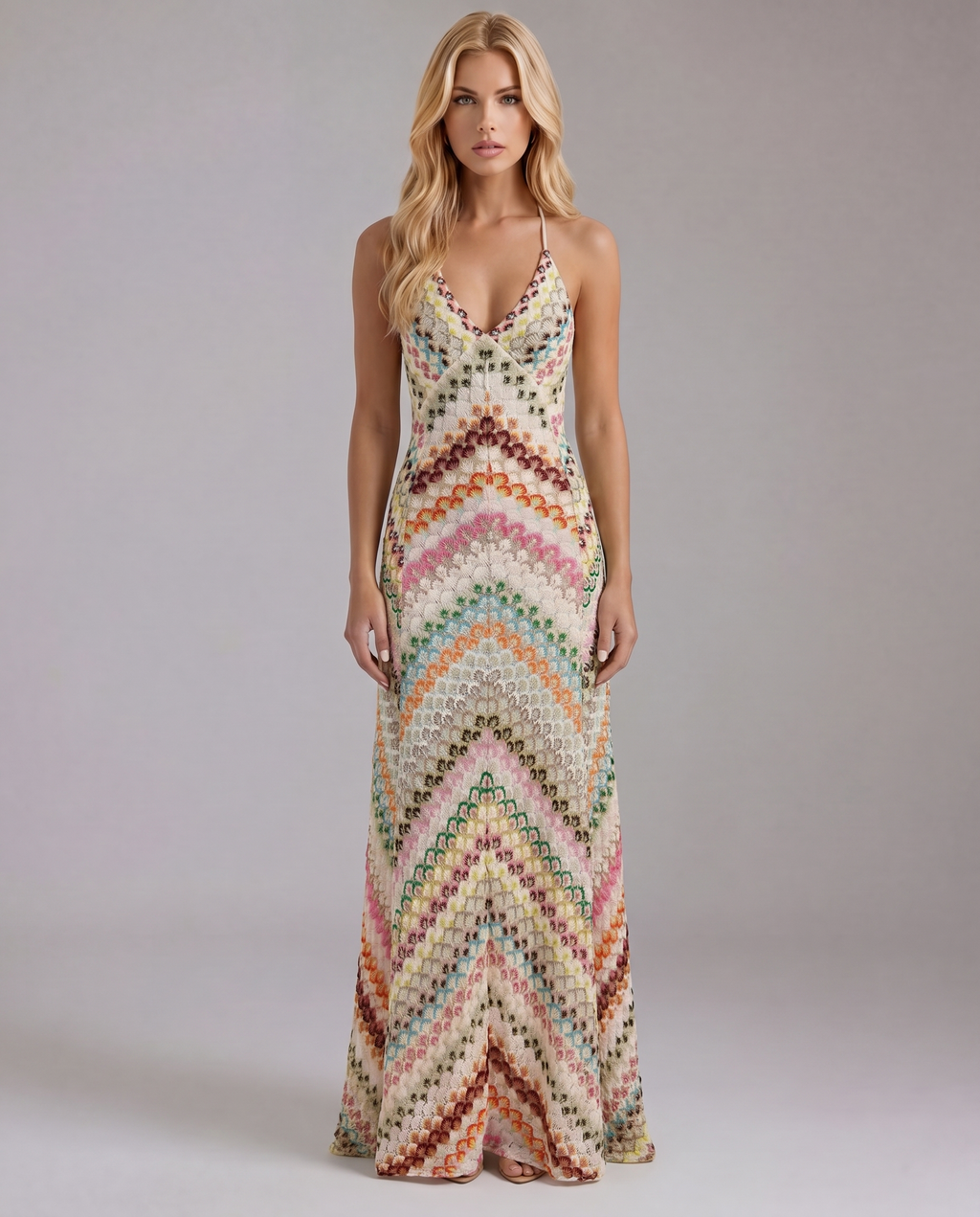Phoebe Boho Crochet Maxi Dress - Multicolor