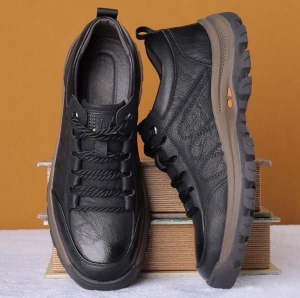 Scarpe casual da uomo cucite a mano | Vera pelle di bovino | Supporto ortopedico a tre punti | Suola in gomma antiscivolo | Idrorepellente e traspirante