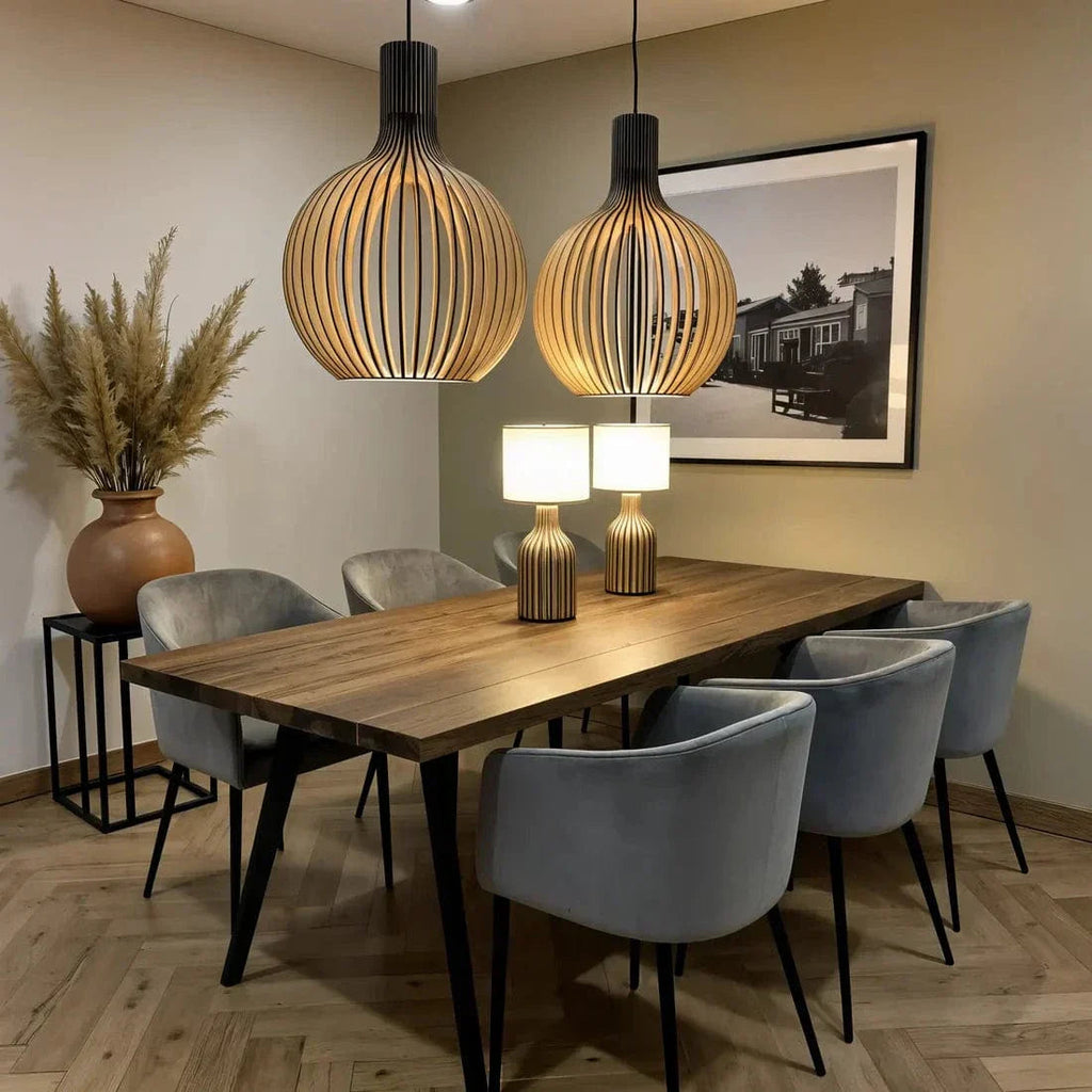 NOUVEAU RICHE Pendelleuchte aus Holz Verstellbar Vintage LED Beleuchtung