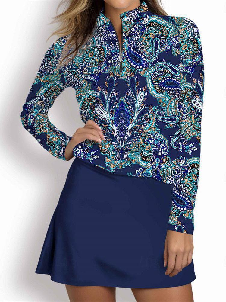Pullover da golf leggero da donna con mezza zip e protezione UPF50