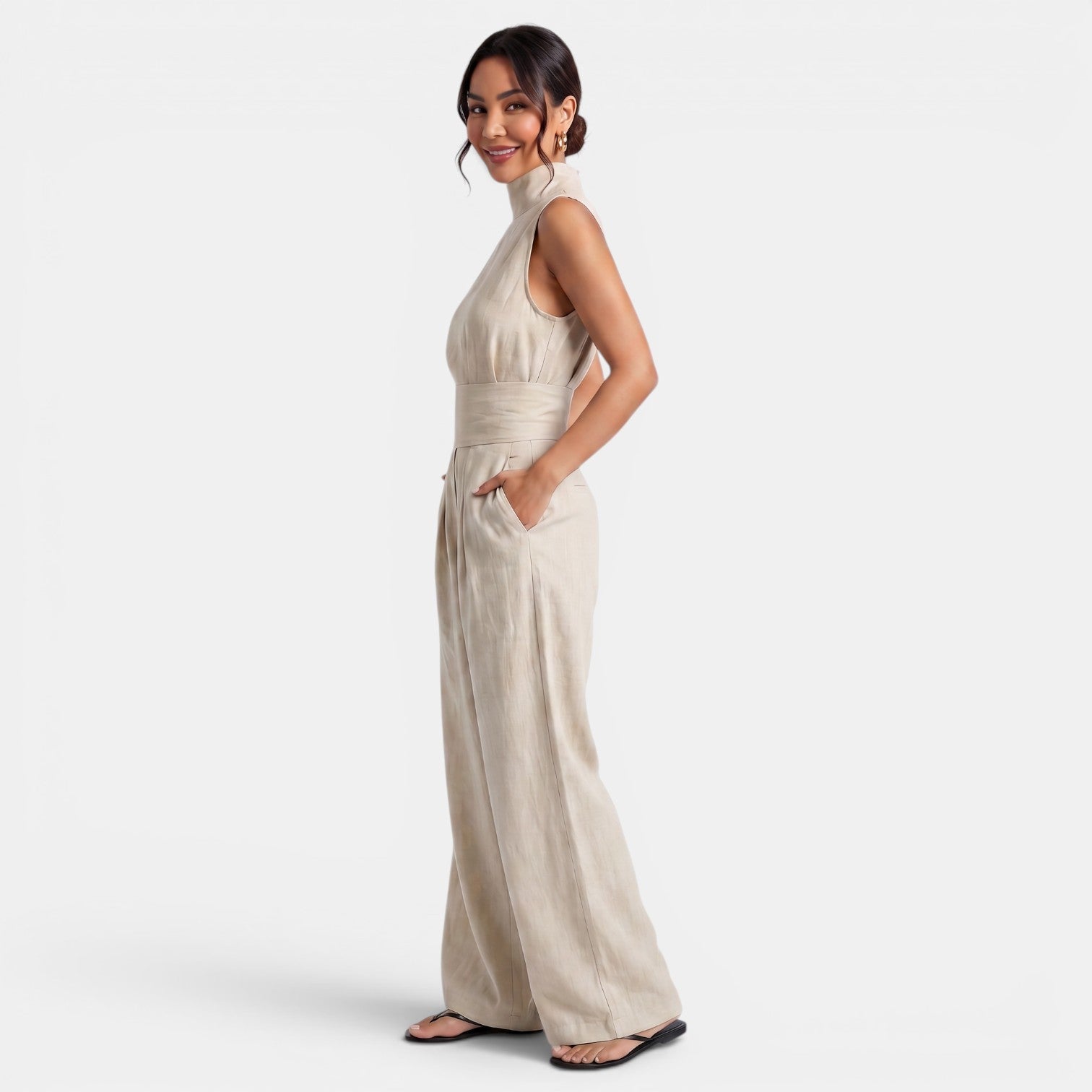 Women's Cotton Linen Sleeveless Set