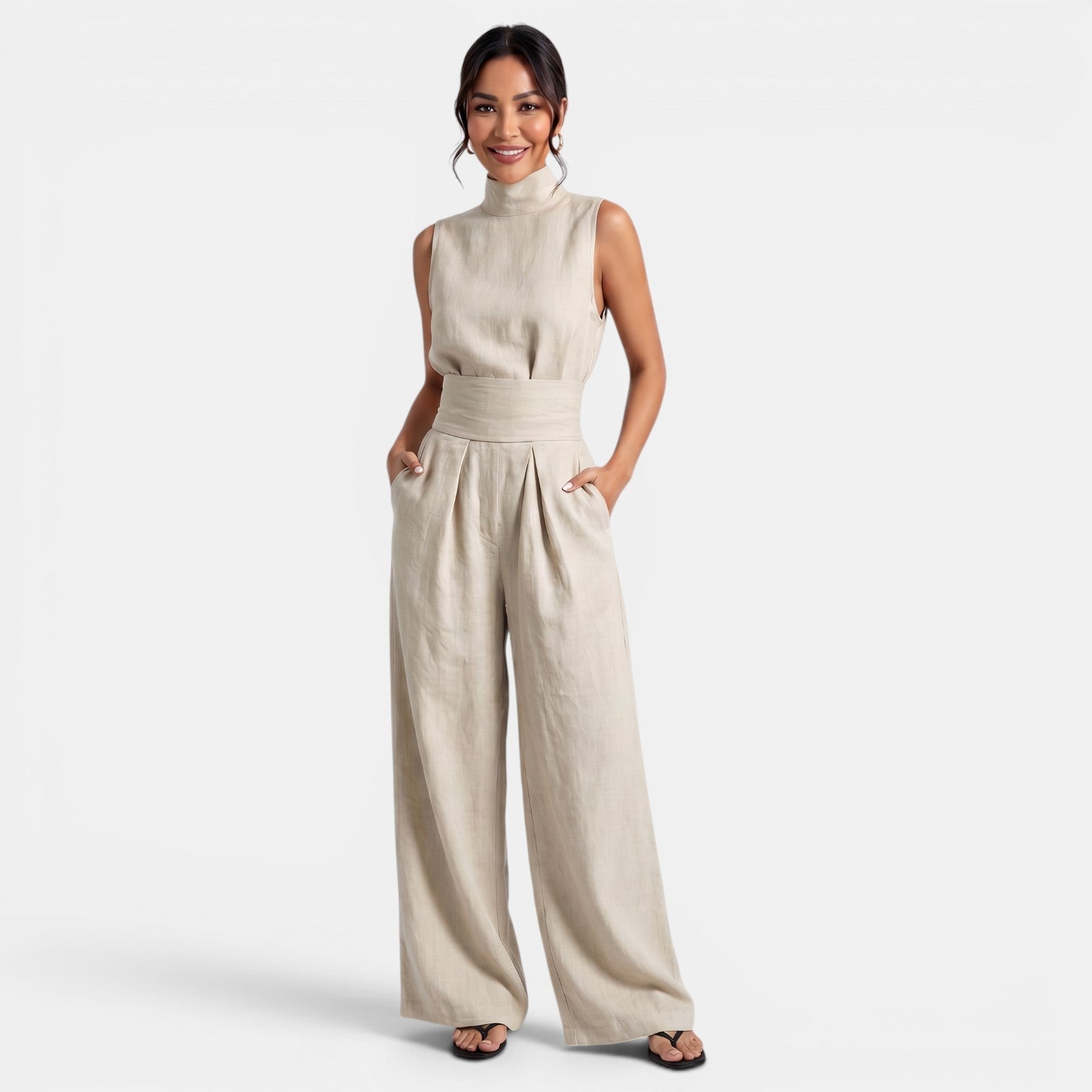 Women's Cotton Linen Sleeveless Set