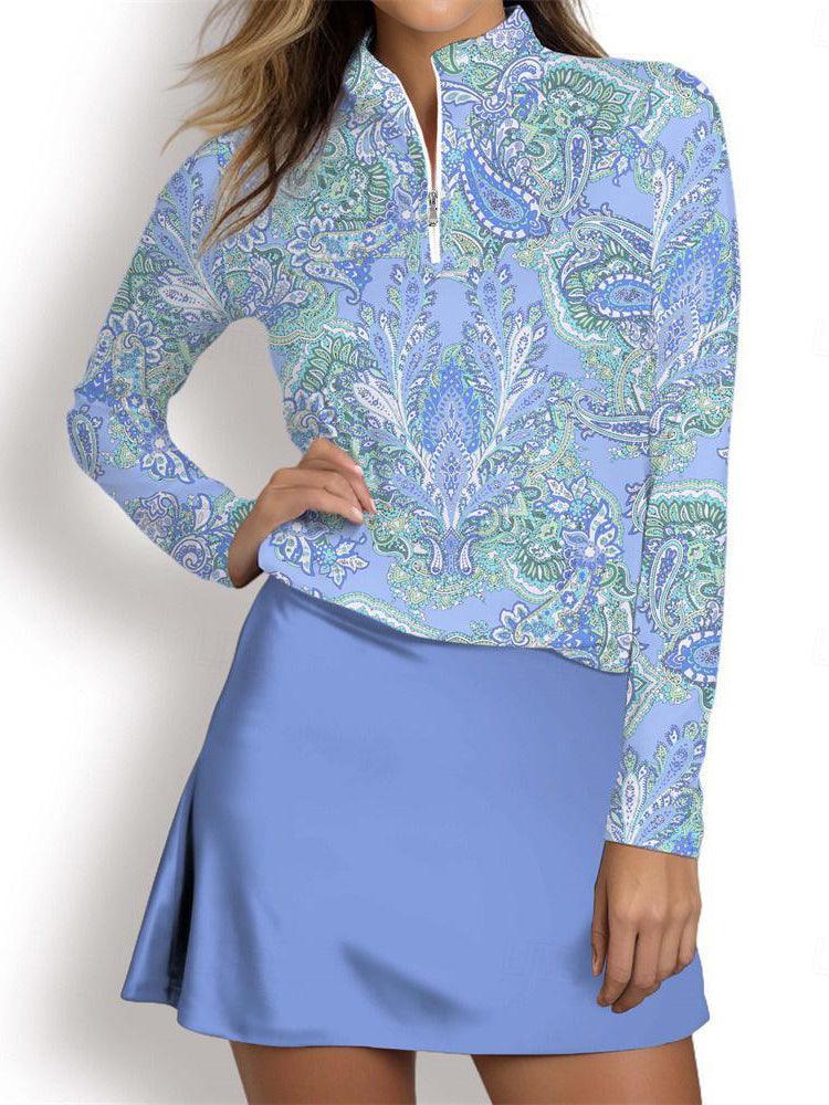 Pullover da golf leggero da donna con mezza zip e protezione UPF50