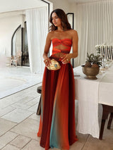 Women’s Gradient Maxi Dress | Sleeveless Wrap Neck with Cut-Out Waist – Summer Party & Holiday Style
