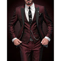 Men's tailored 3-piece suit set: blazer, vest, trousers. Ideal for weddings, business, formal events.