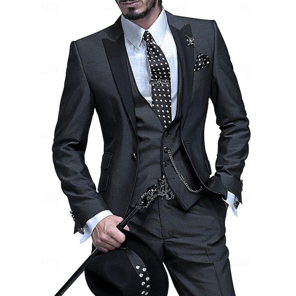 Men’s 3 Piece Linen Suit Set – Smart Blazer, Waistcoat & Trousers for Weddings, Parties & Formal Events