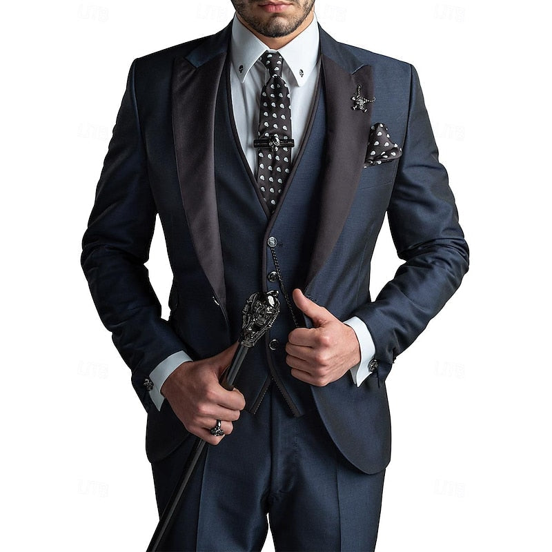 Men’s 3 Piece Linen Suit Set – Smart Blazer, Waistcoat & Trousers for Weddings, Parties & Formal Events