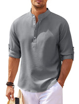Men's Collarless Shirt | Lightweight, Breathable & Relaxed Fit Cotton