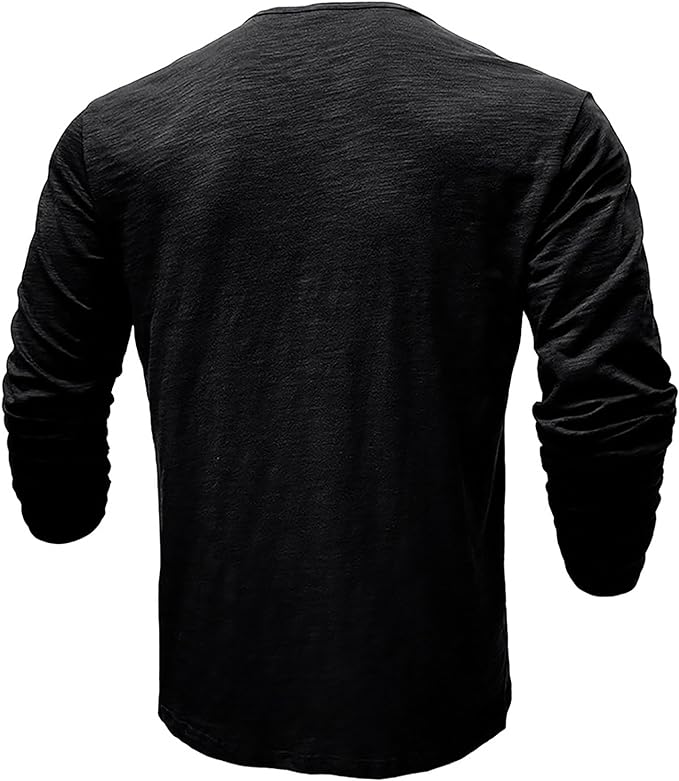 Maglia Henley da Uomo in Cotone – Top a Maniche Lunghe Confortevole per Look Casual ed Eleganti