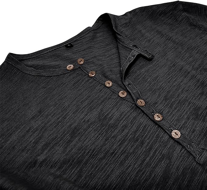 Maglia Henley da Uomo in Cotone – Top a Maniche Lunghe Confortevole per Look Casual ed Eleganti