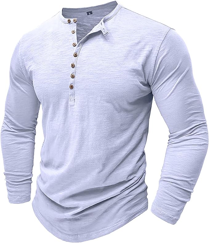 Maglia Henley da Uomo in Cotone – Top a Maniche Lunghe Confortevole per Look Casual ed Eleganti