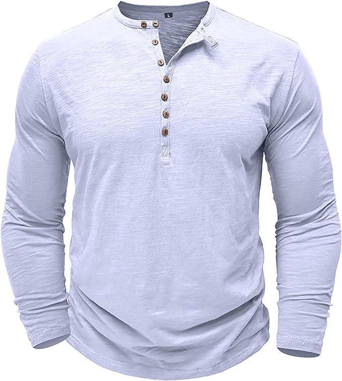 Maglia Henley da Uomo in Cotone – Top a Maniche Lunghe Confortevole per Look Casual ed Eleganti