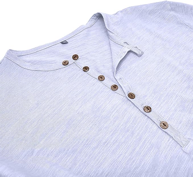 Maglia Henley da Uomo in Cotone – Top a Maniche Lunghe Confortevole per Look Casual ed Eleganti