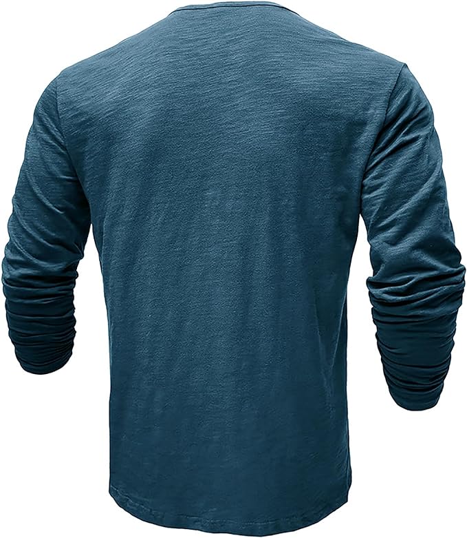 Maglia Henley da Uomo in Cotone – Top a Maniche Lunghe Confortevole per Look Casual ed Eleganti