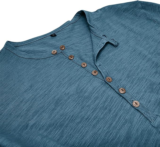 Maglia Henley da Uomo in Cotone – Top a Maniche Lunghe Confortevole per Look Casual ed Eleganti