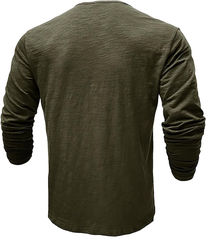 Maglia Henley da Uomo in Cotone – Top a Maniche Lunghe Confortevole per Look Casual ed Eleganti