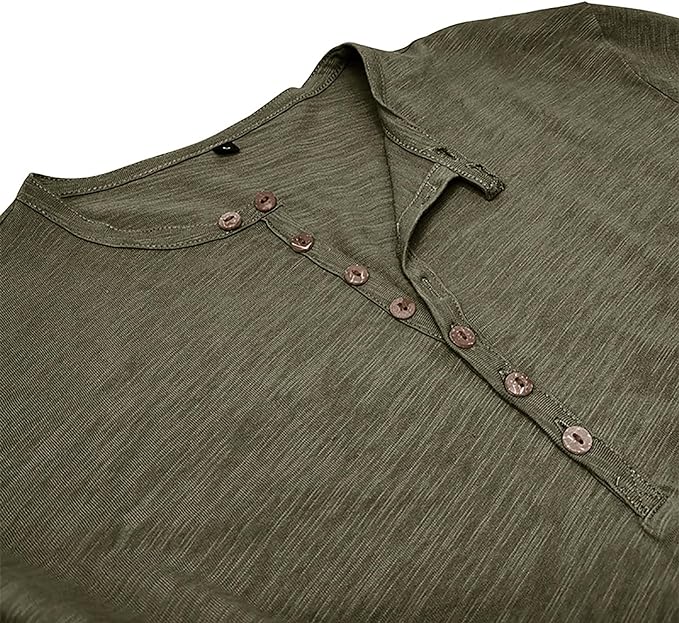 Maglia Henley da Uomo in Cotone – Top a Maniche Lunghe Confortevole per Look Casual ed Eleganti