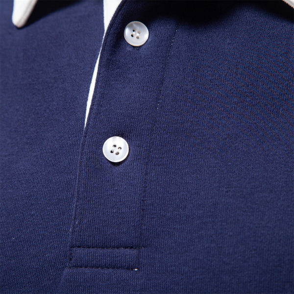 Men’s Cotton Polo Sweatshirt – Classic Solid Colour, Smart Turn-Down Collar