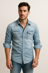 Men’s Denim Shirt with Classic Fit – Easy Styling for Daily Wear