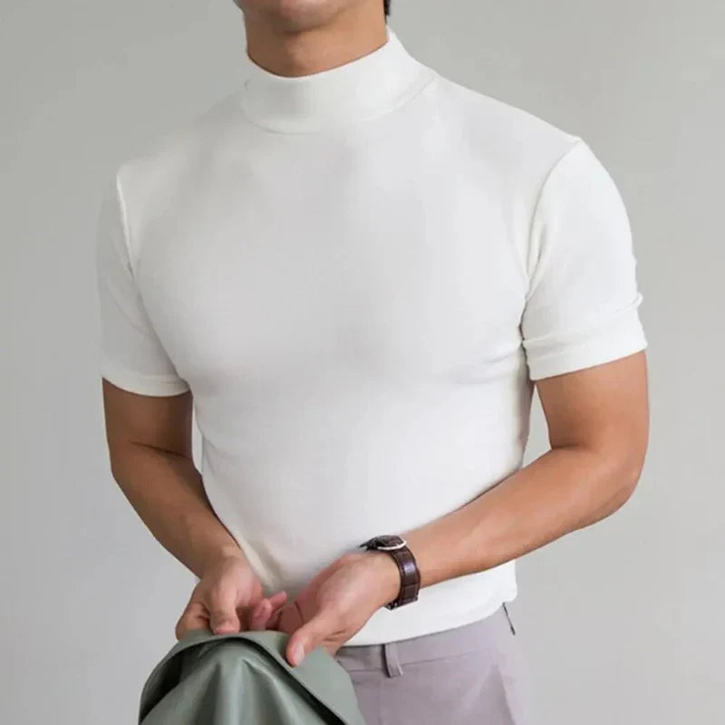 Men's High Neck T-Shirt - Timeless Elegance & Versatile Style