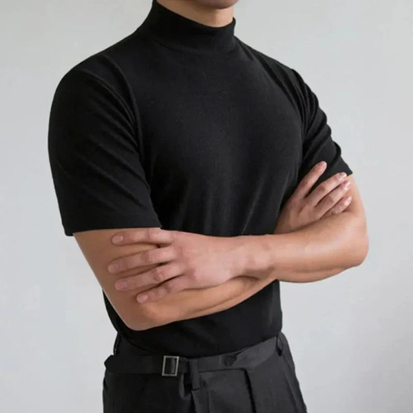 Men's High Neck T-Shirt - Timeless Elegance & Versatile Style