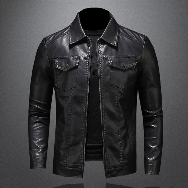Men's Leather Jacket | Classic Black Design | Stylish & Versatile