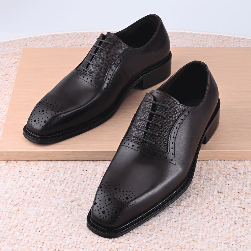 Men’s Leather Oxford Shoes | Smart Square Toe Fit | Business & Everyday Wear