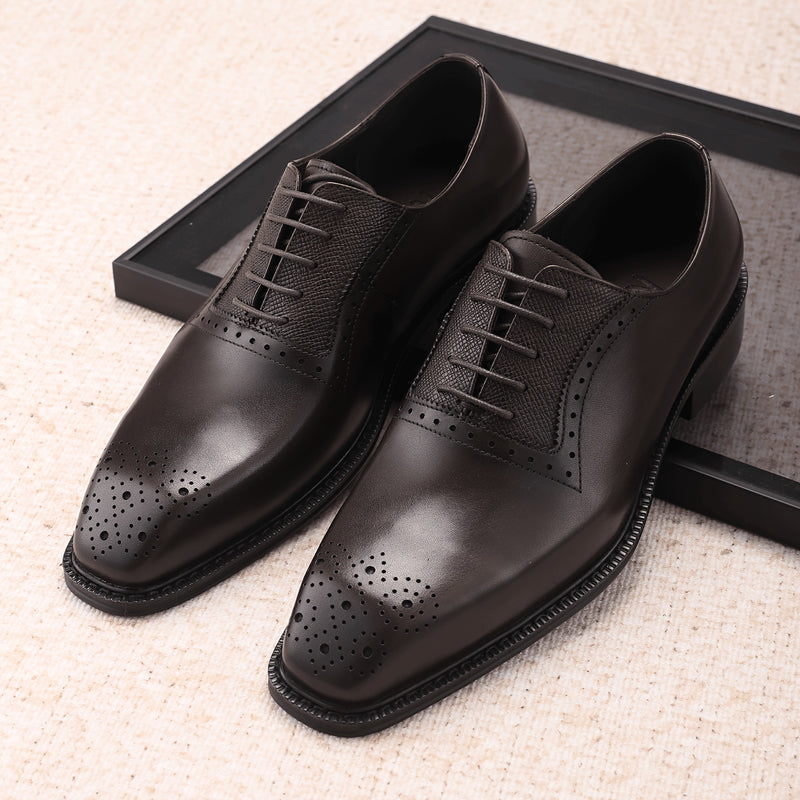 Men’s Leather Oxford Shoes | Smart Square Toe Fit | Business & Everyday Wear
